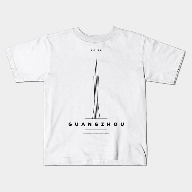 Guangzhou Minimal Black Line Design Kids T-Shirt by kursatunsal